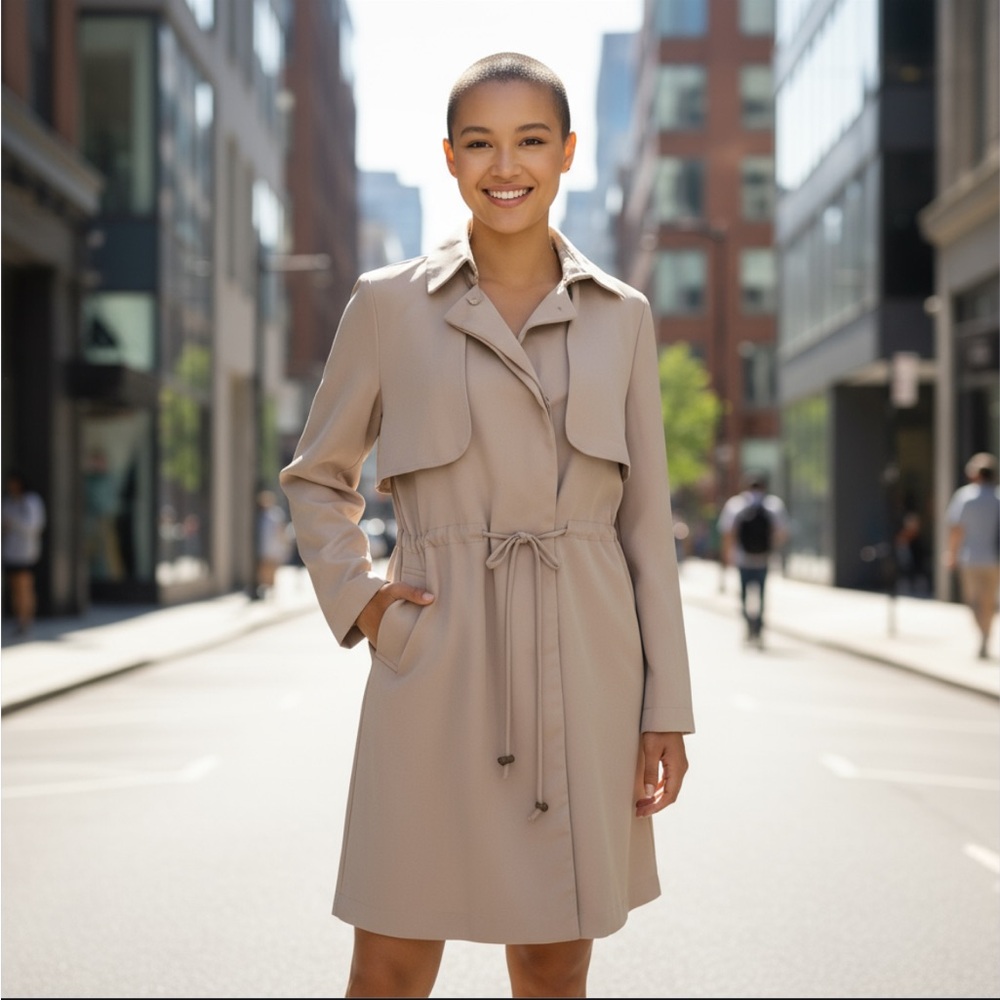 JF Tan Women's Lightweight Tie Trench